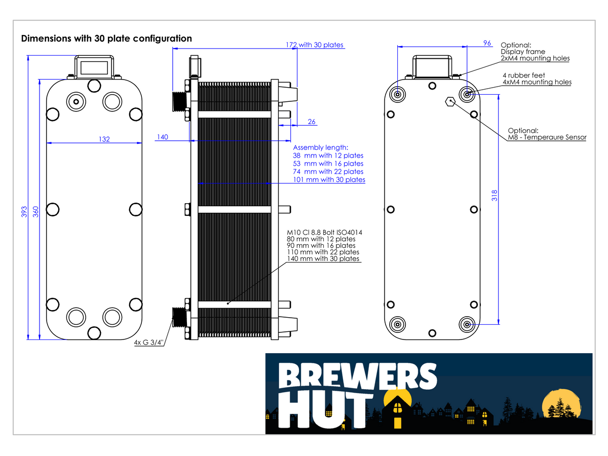 Heat Exchanger + 30 platten + Temperature Kit
