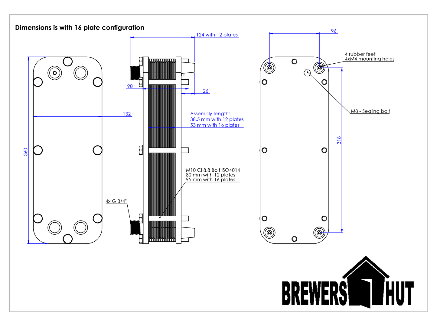 Heat Exchanger + 16 plates
