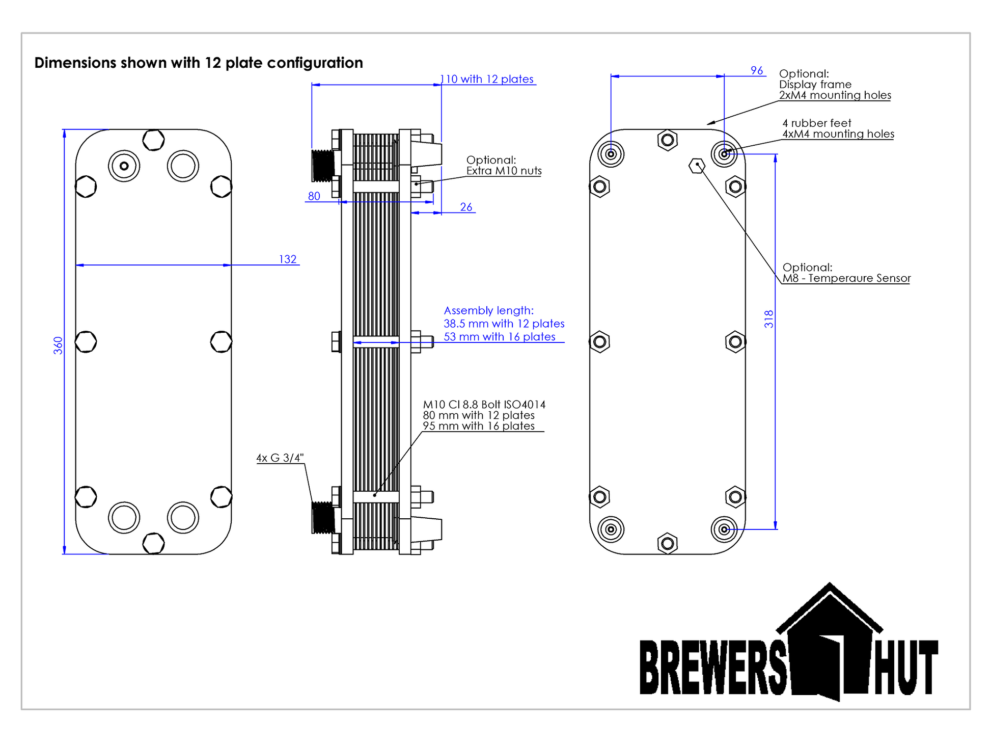 Adskillelig pladevarmeveksler til køling af urt | ølbrygning